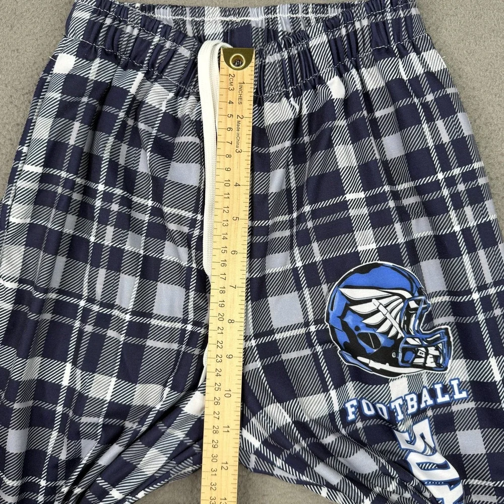 San Ramon Valley Thunderbirds Pants Mens XS Blue Football Plaid Sleep Drawstring